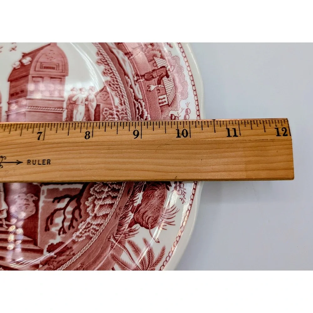 Spode Archive Collection Caramanian Red Transferware Dinner Plate England 10.5" - Picture 5 of 6